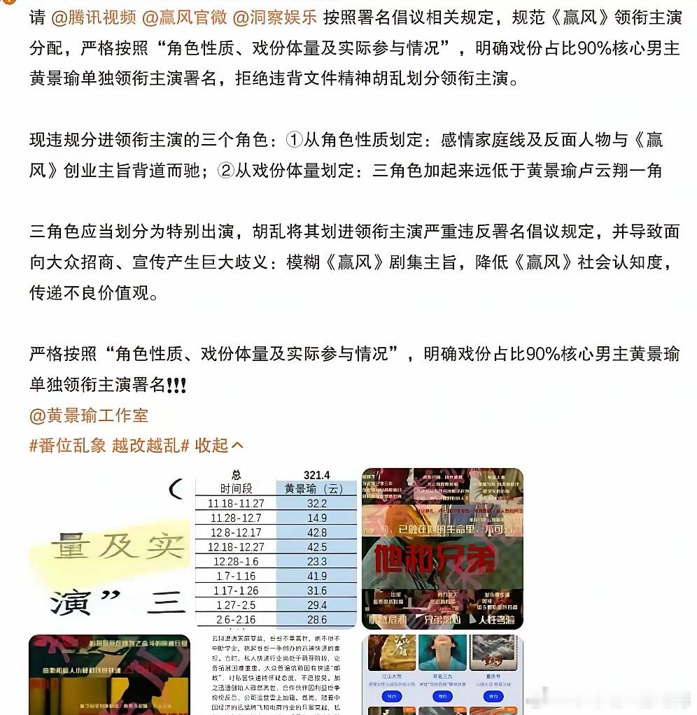 杨幂、唐嫣、黄景瑜三家粉丝维权杨幂官方粉丝要求对现有番位顺序不接受，要求《江山大