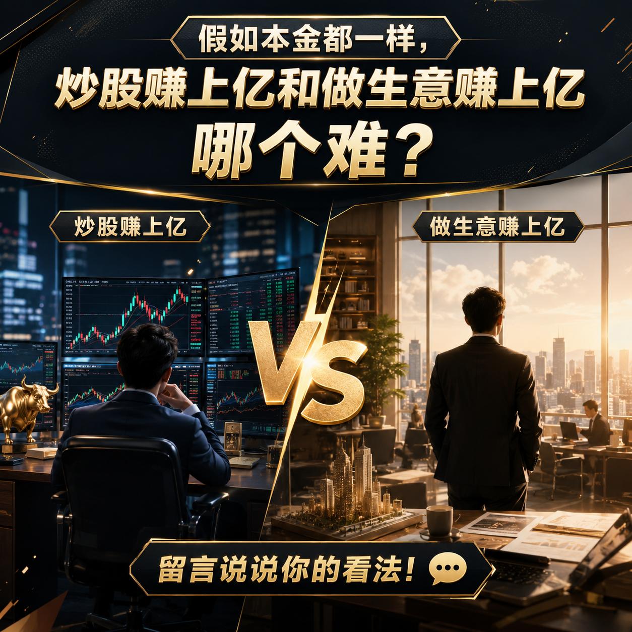 假如本金都一样，炒股赚上亿和做生意赚上亿哪个难？