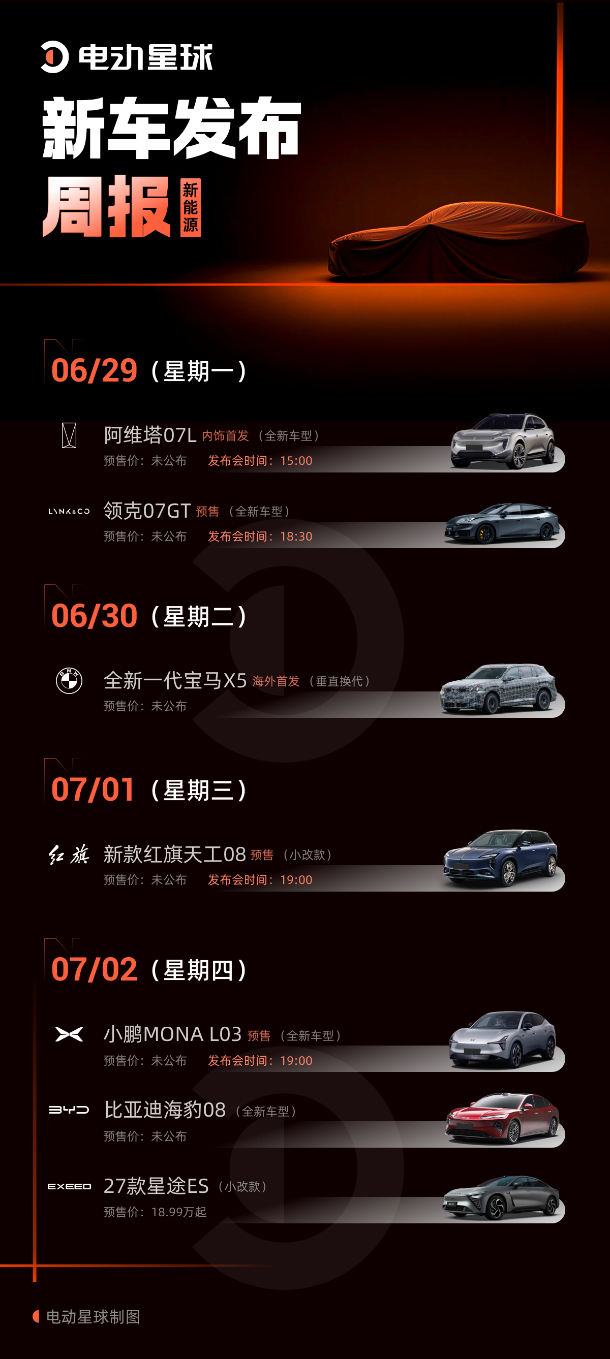 本周新车也不少阿维塔 07L 内饰首发、领克 07GT 开启预售，还有全新宝马 