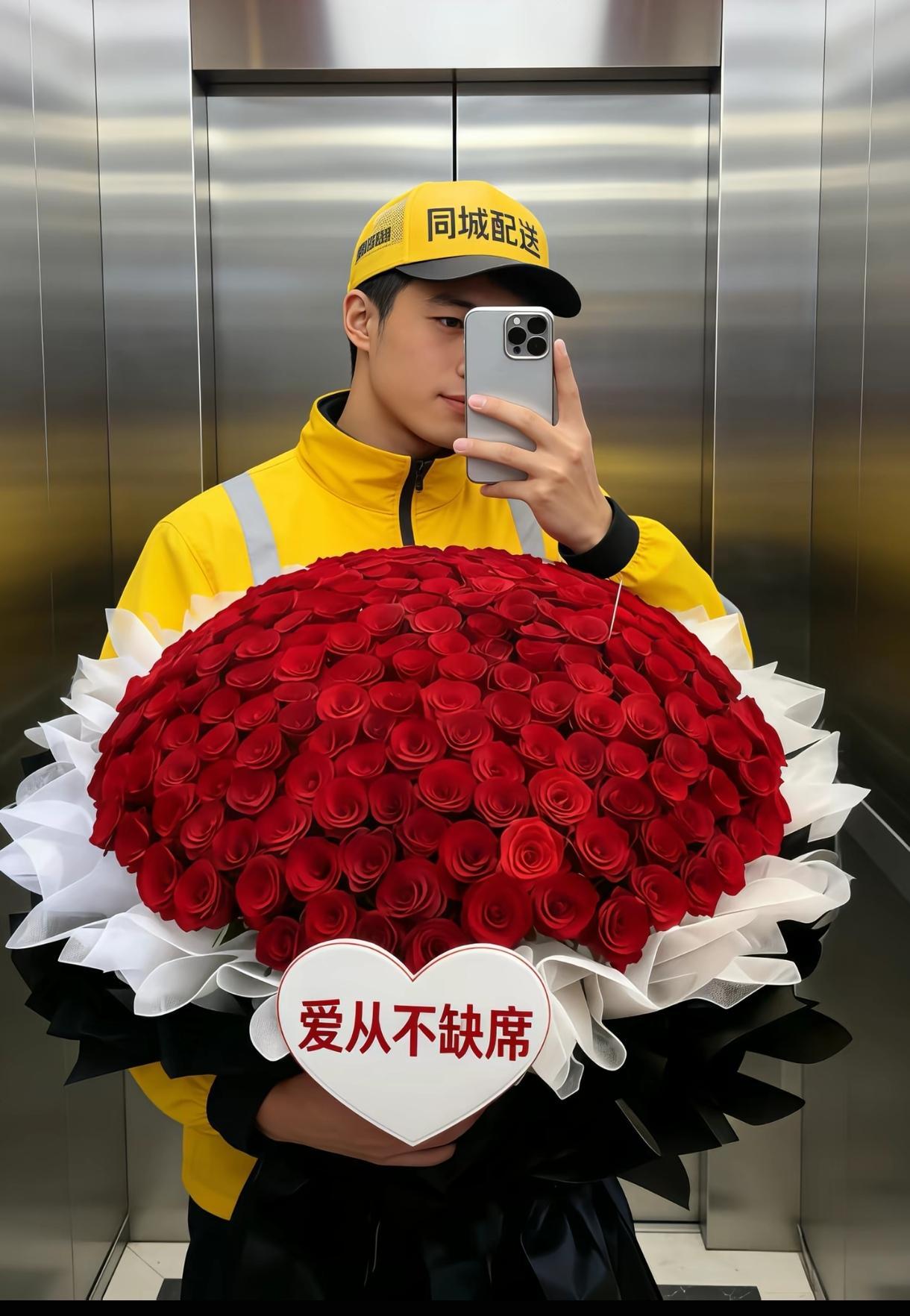 早晨还和老公说，昨天情人节也没看到路上骑手送花名场面了，朋友圈没有花海刷屏了，是