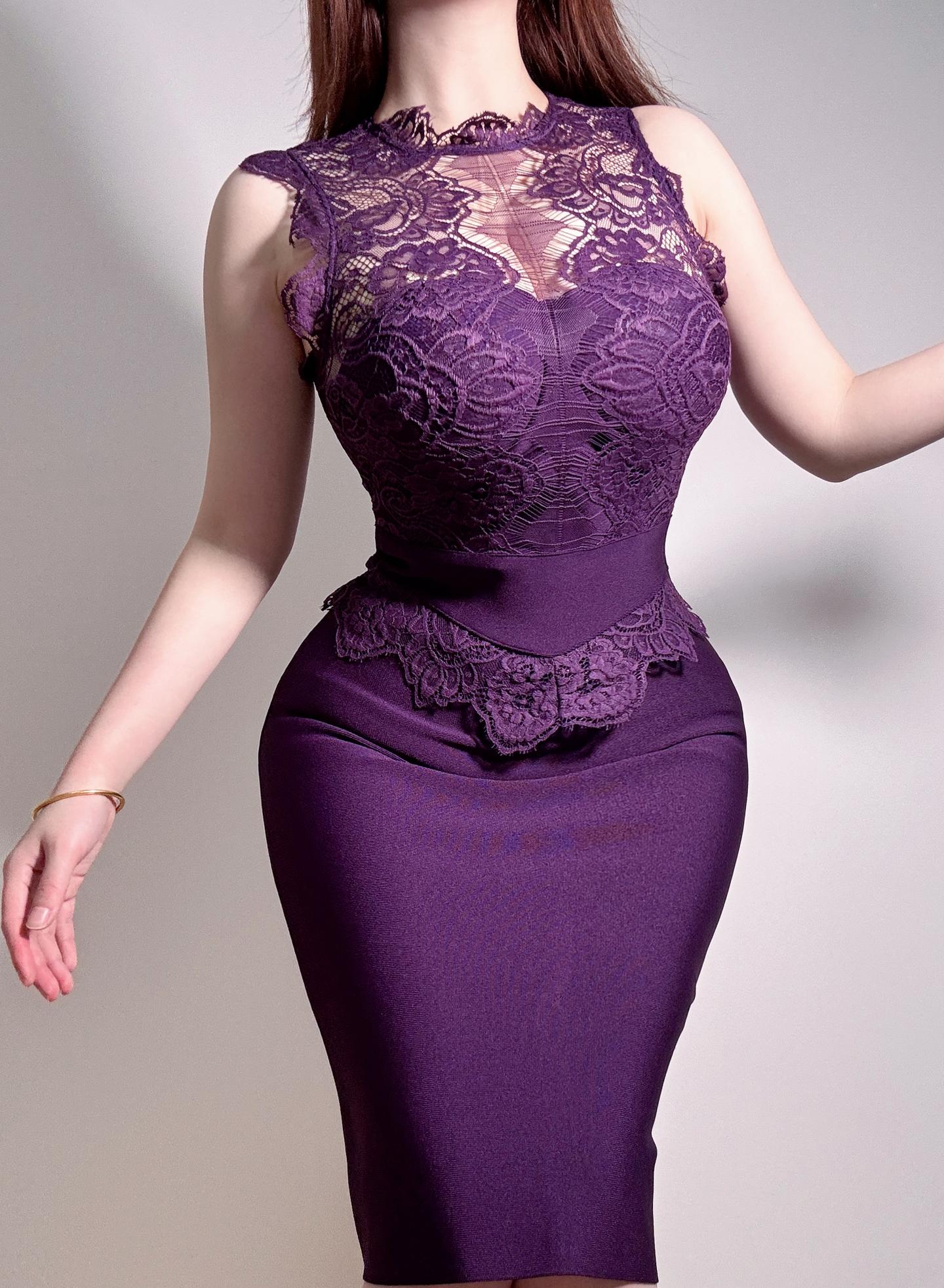 蕾丝连衣裙 紫色连衣裙 紫色dress 礼服 紫色蕾丝裙穿搭分享