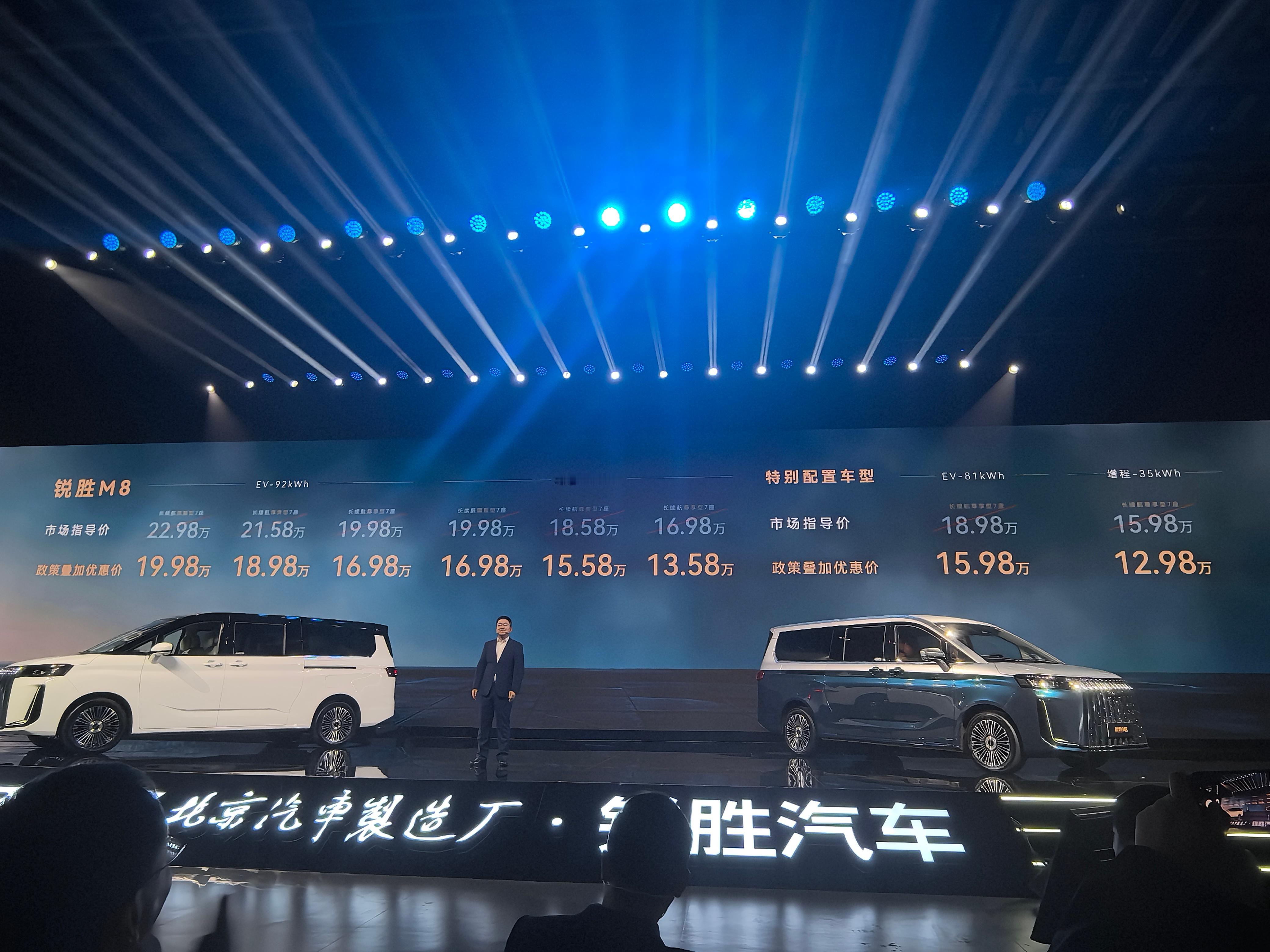 12月5日，北京汽车制造厂旗下全新MPV车型锐胜M8 正式上市，新车共推出8款车