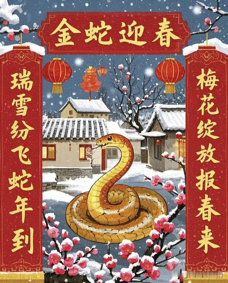 金蛇迎春
 
 横批：金蛇迎春
上联：瑞雪纷飞蛇年到
下联：梅花绽放报春来。
