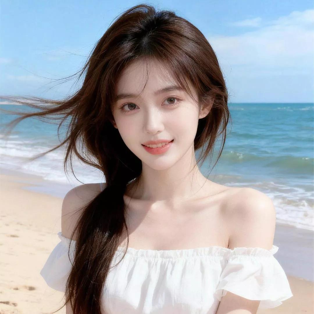 海边温柔少女，阳光下的美好瞬间阳光白裙少女 阳光少女照 海边活力少女 湖边温柔少