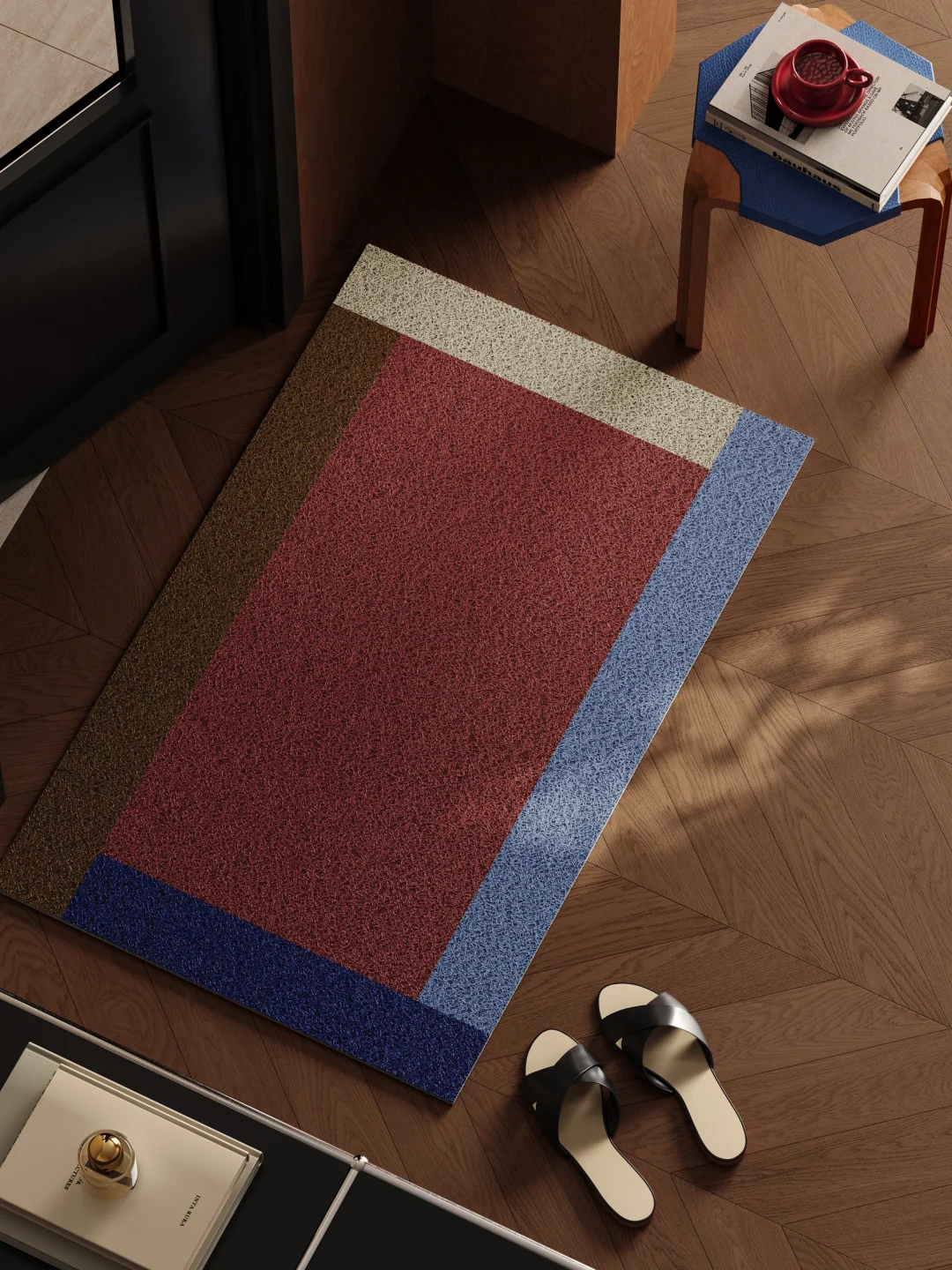 New Retro杂志感玄关🔗中古几何拼色地垫