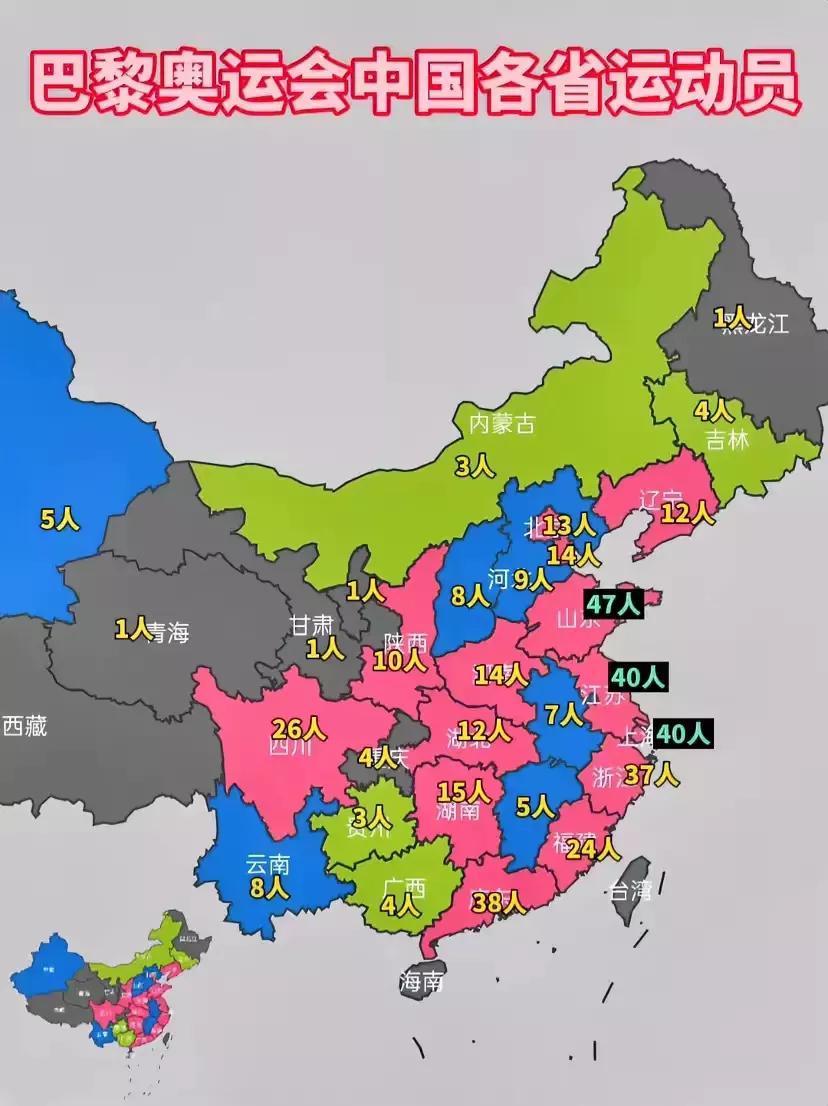 巴黎奥运会各省参会的运动员数量，看看你的家乡排在第几位？体育这个东西，说白了就是