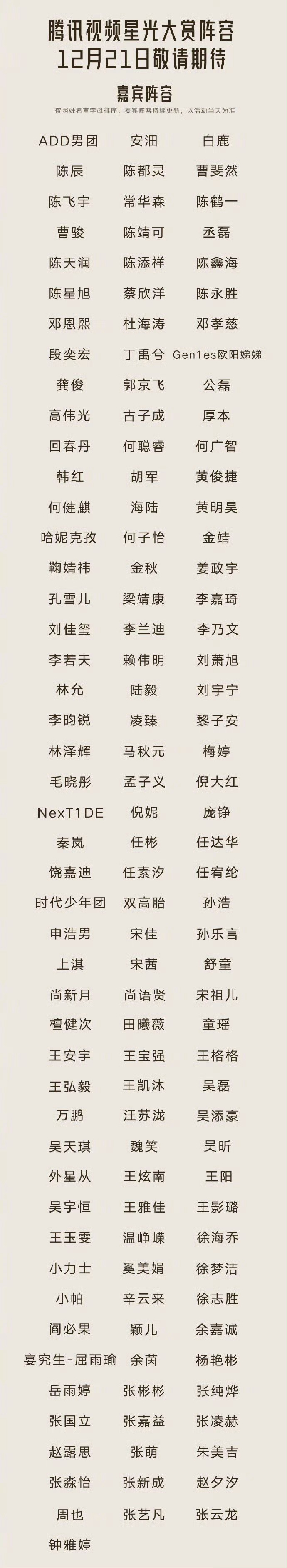 有你期待的艺人吗？星光大赏阵容官宣孟子义李昀锐 星光大赏