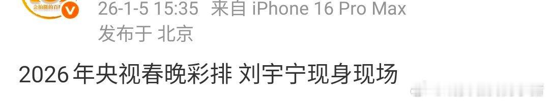 刘宇宁现身央视春晚彩排路透 