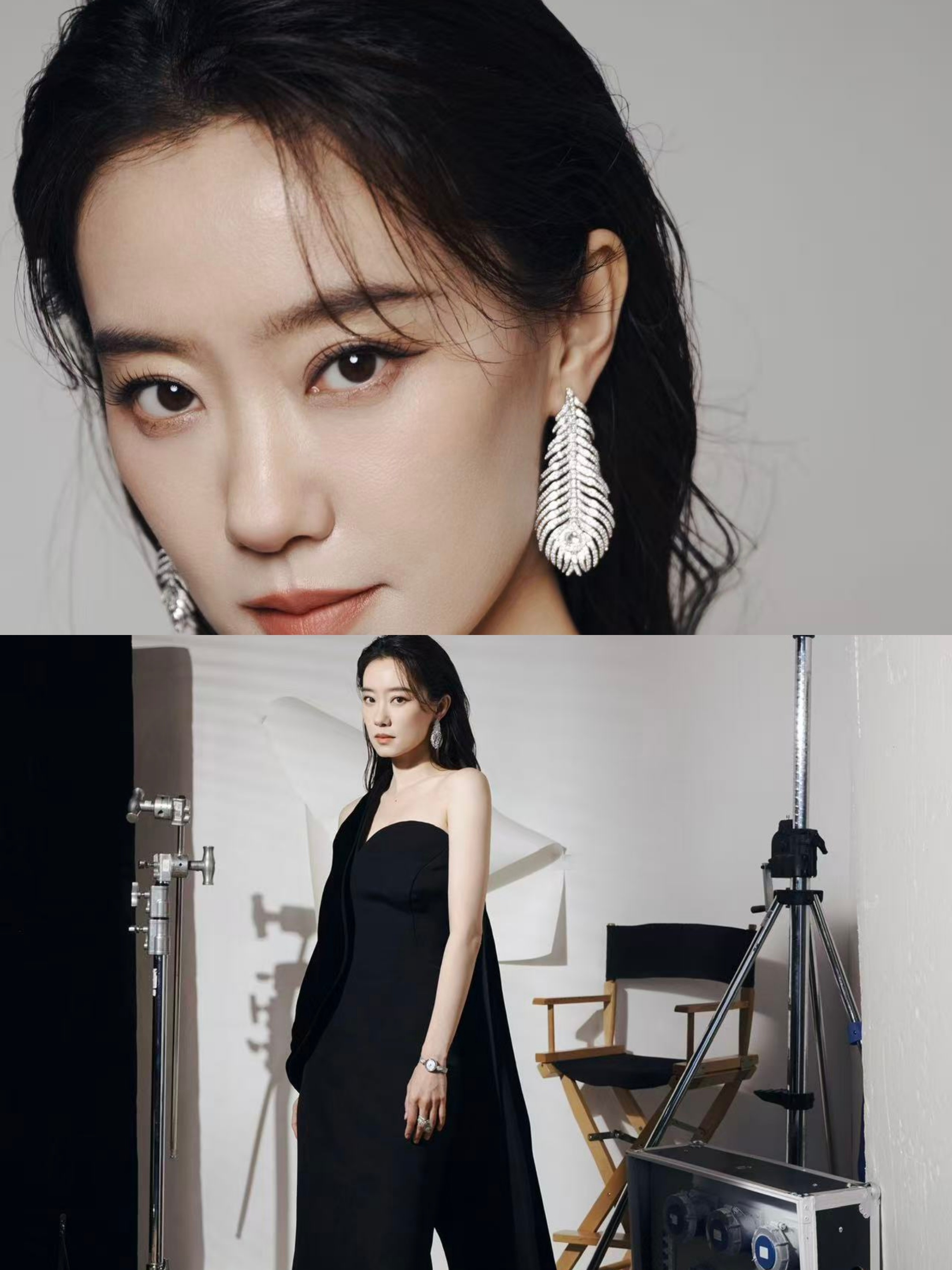 张小斐 可以坐评委腿上看电影吗张小斐今天的造型真的又美又a阿，张小斐黑色长裙尽显