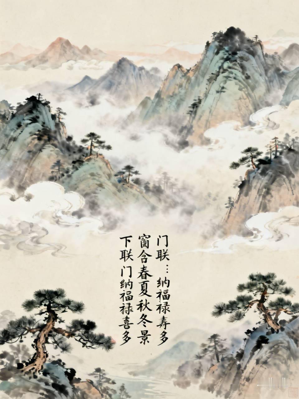 下联：门纳福禄寿喜多。