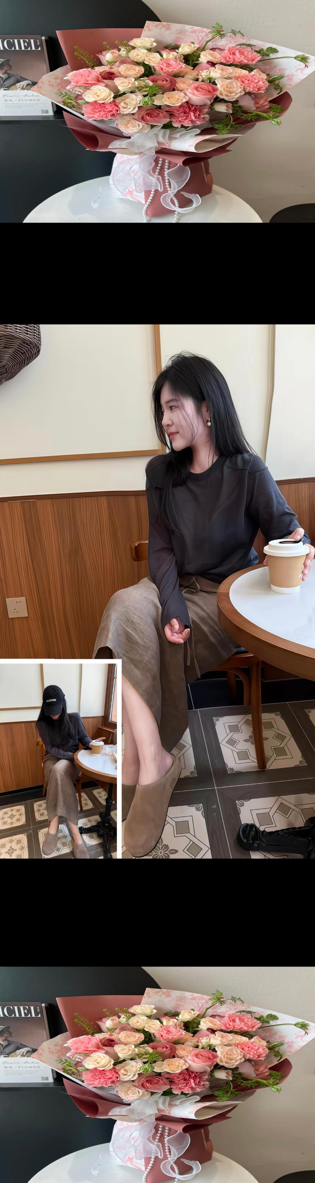 韩系慵懒感两件套！拿捏春夏松弛氛围！宝子们，挖到宝藏啦！圆领长袖上衣...
