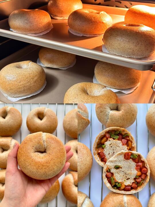 麻辣贡菜腊肠贝果🥯超简单教程