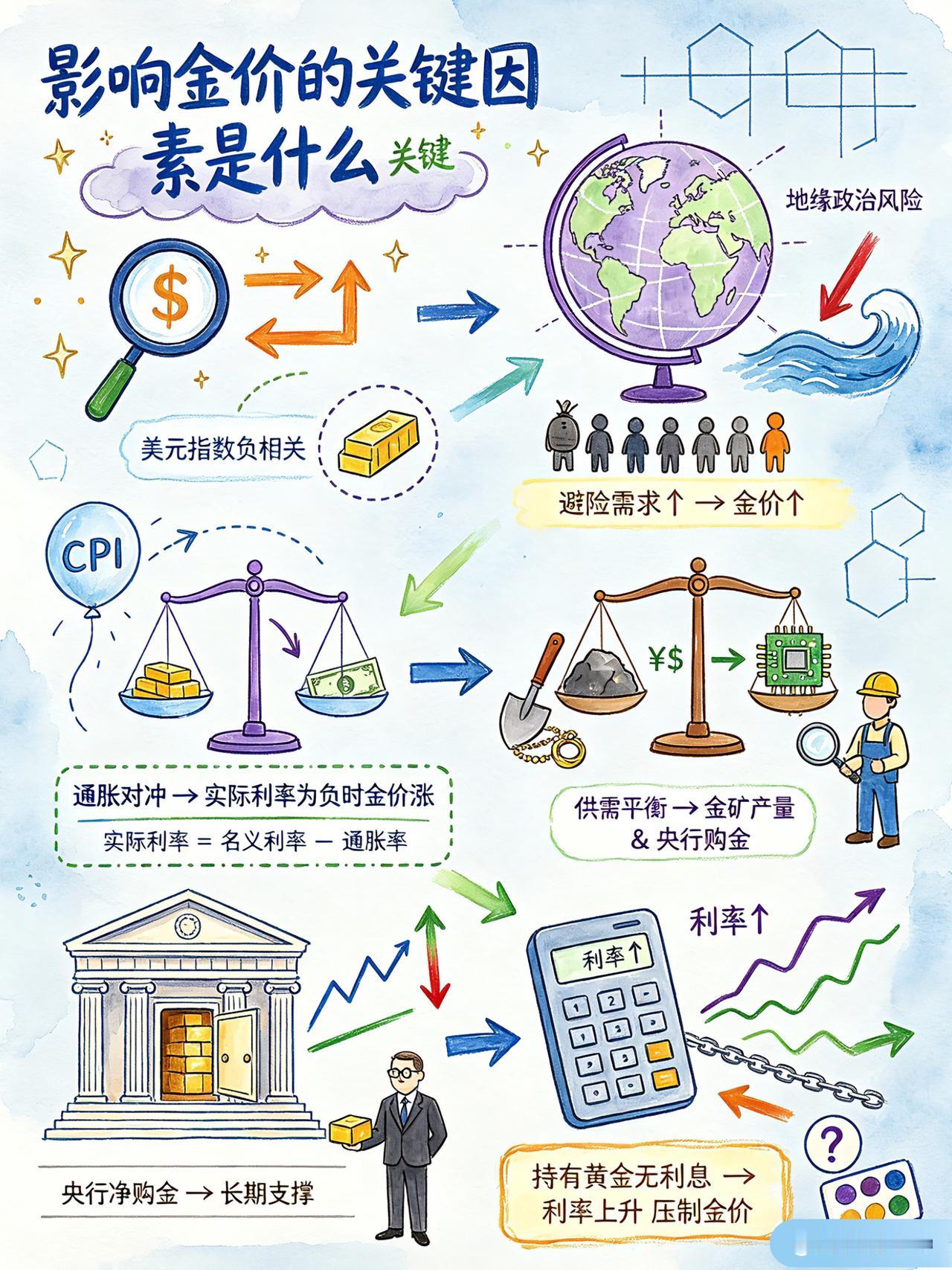 一图看懂：影响金价的关键因素是什么 涨知识 科普 黄金