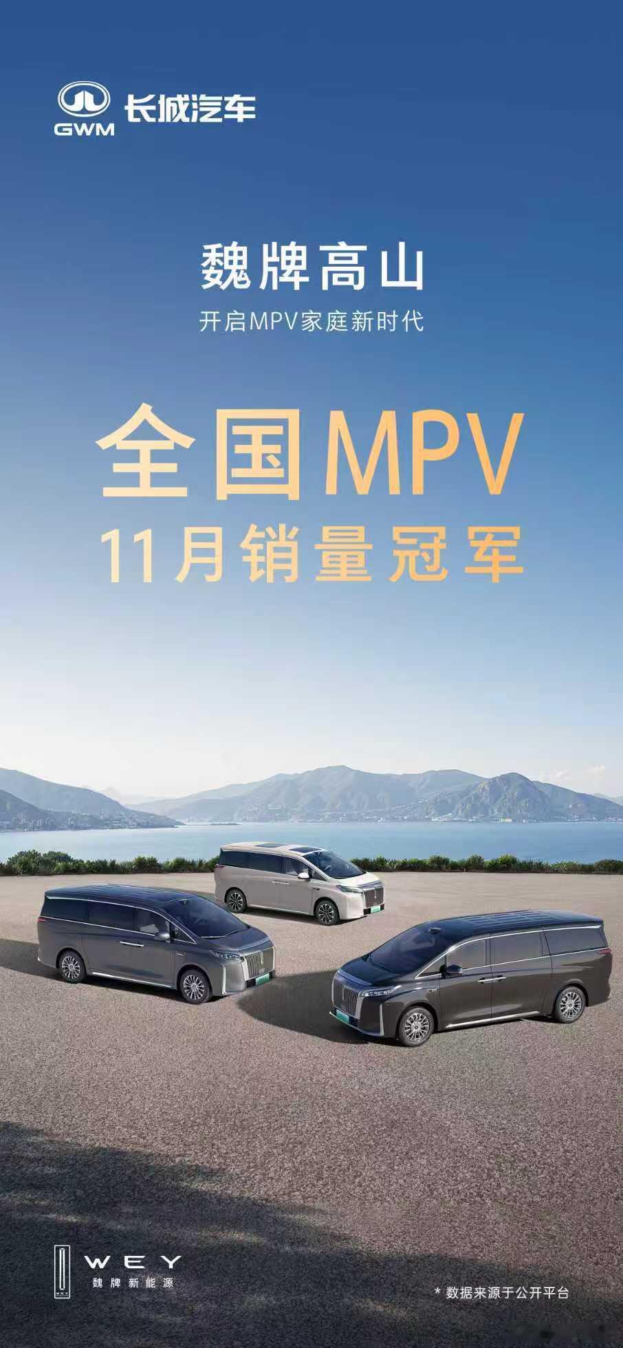 魏牌高山11月再度斩获全国MPV销量冠军连续两个月蝉联全国第一感谢每一位用户朋友