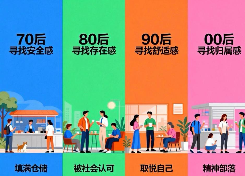 🔵70后：找安全感，把仓储填满就踏实；
🟢80后：求存在感，被社会认可才安心
