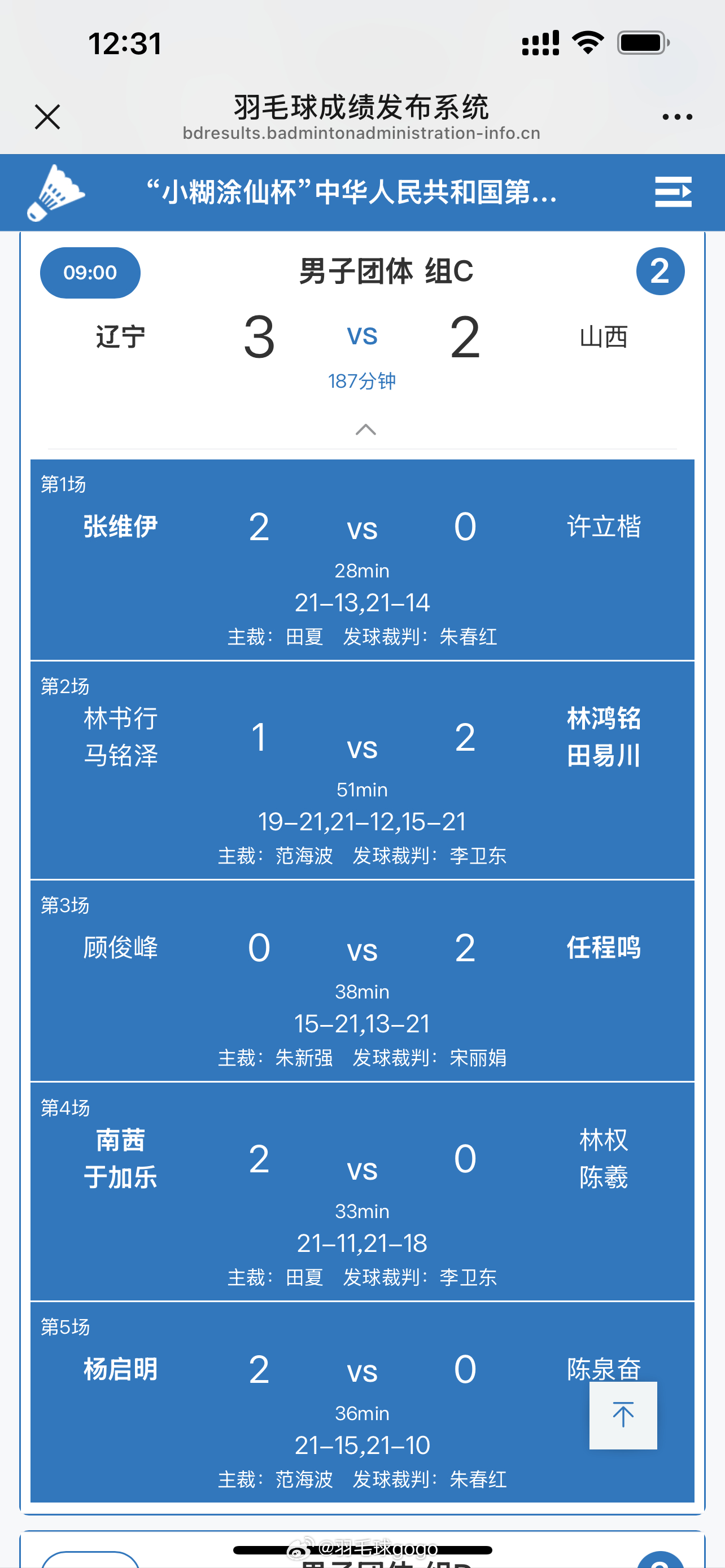 首次亮相的张维伊帮助辽宁队3-2险胜山西队，赢得本次资格赛的首场胜利我爱羽球 ​