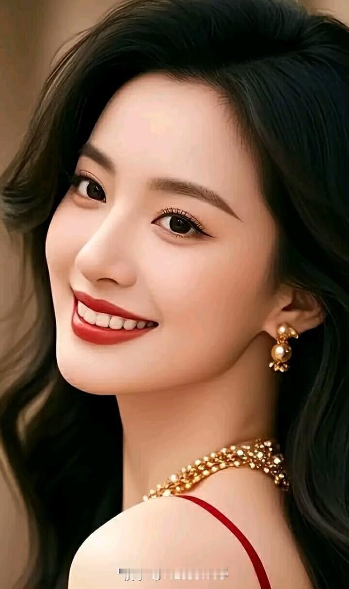 优雅气质，微笑动人，金饰闪耀，完美妆容