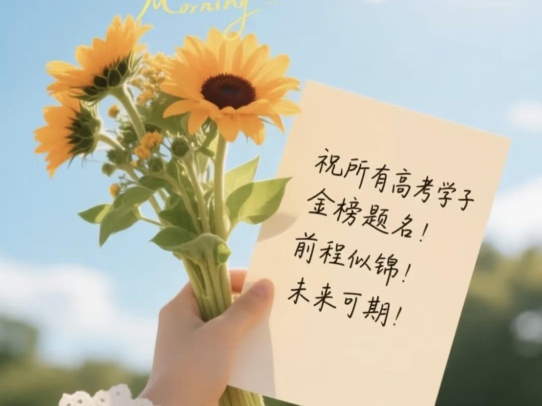 数年寒窗终收官，放平心态迎挑战，愿你金榜题名，奔赴心仪远方。