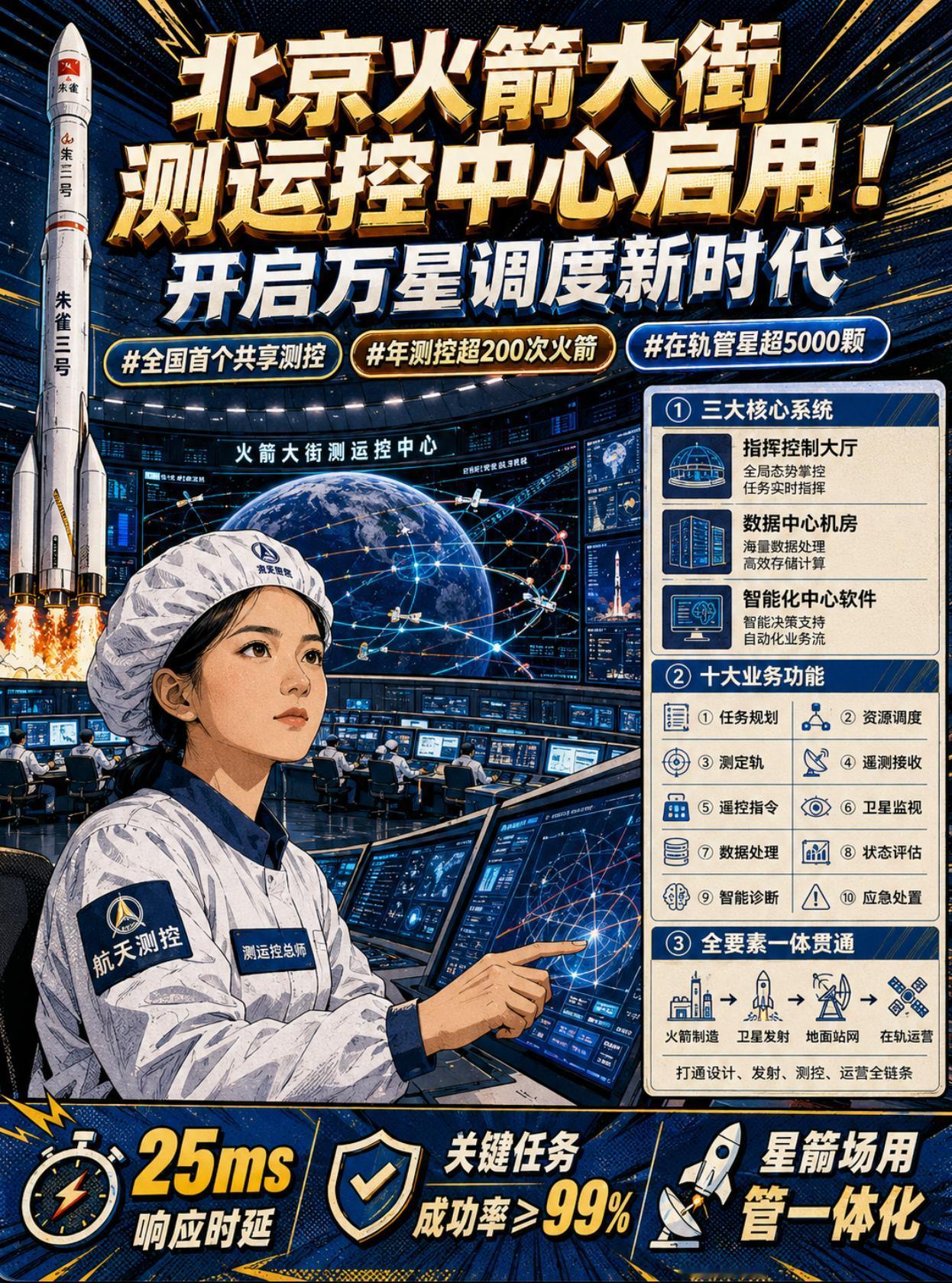 北京火箭大街测运控中心启用，商业航天万星组网配套全面提速！
我国商业航天产业迎来