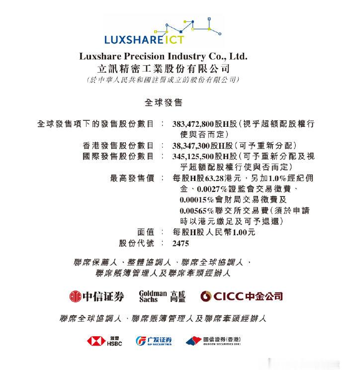 立讯精密预计7月9日挂牌上市【果链巨头立讯精密赴港上市 ：拟筹资至多240亿港元