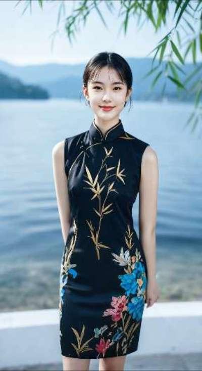 AI扩图 AI西湖旗袍雅