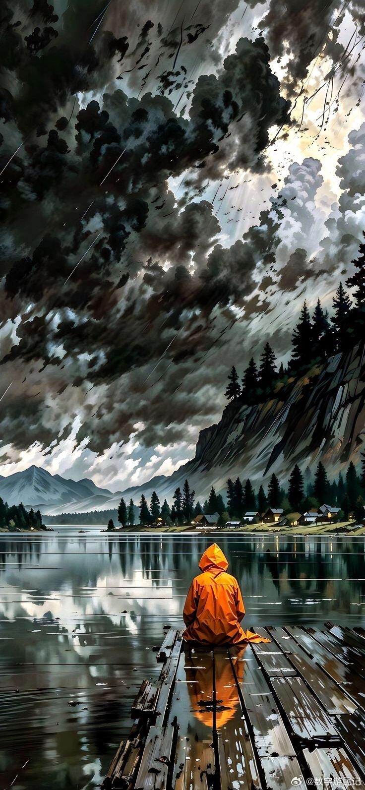 暴雨天，我与孤独相爱了，雨丝织就的帘幕垂落天地，暗云翻涌如泼墨，却有一束光，从云