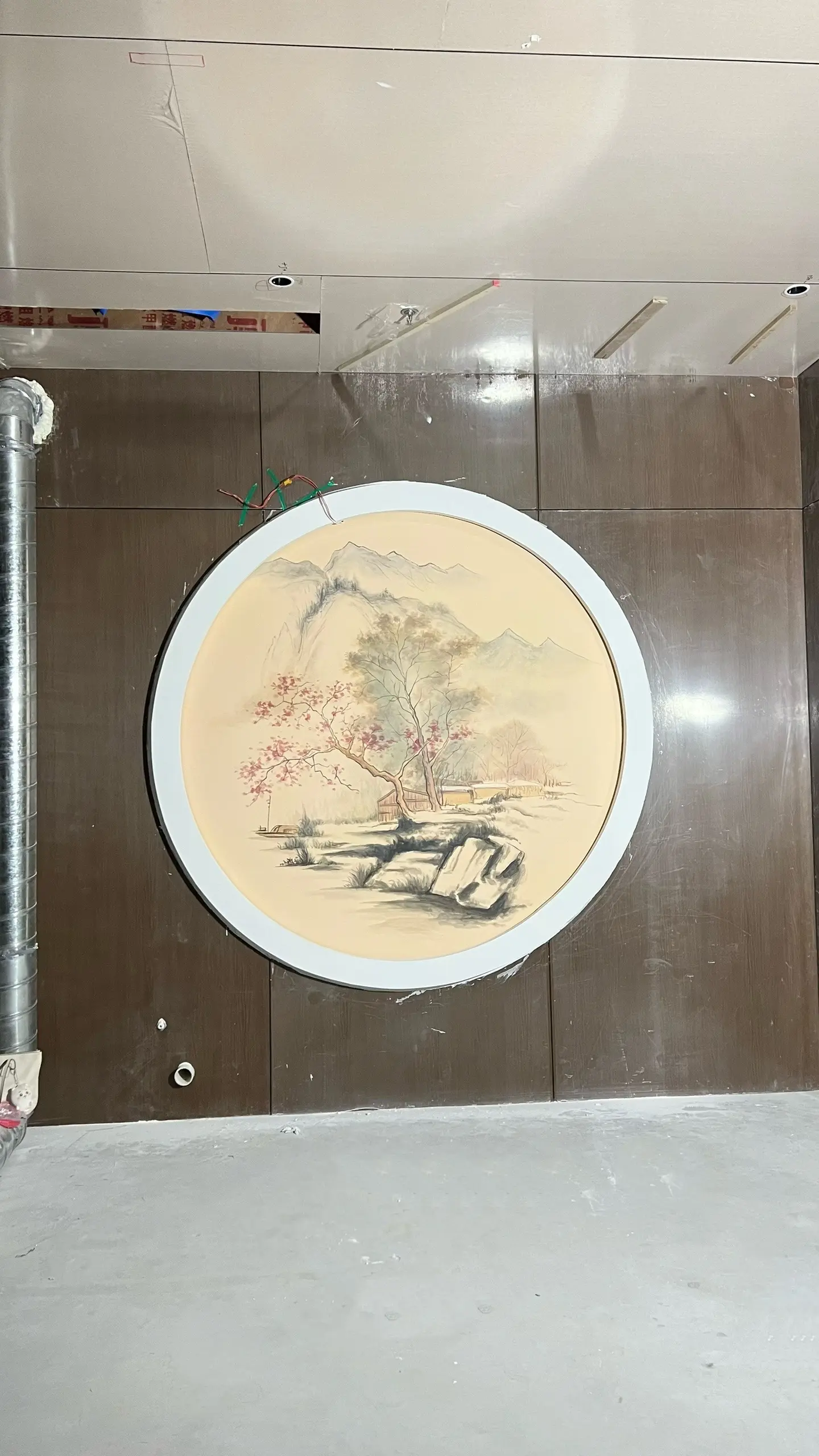 展厅画一幅山水画，感受国画的意境之美广东墙绘广东浮雕壁画