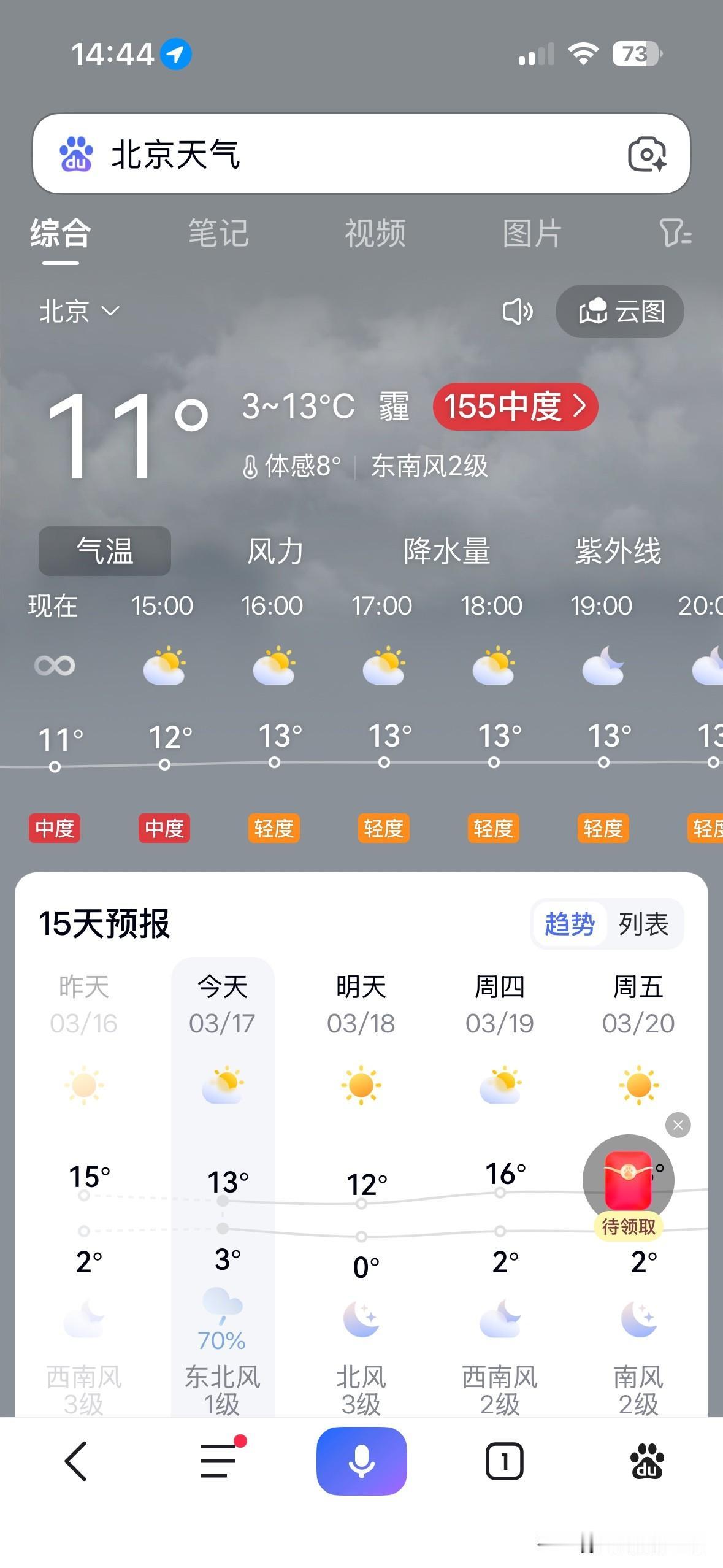 哎！对于摄影发烧友来说，3月17日的北京空气不太适合踏青赏花……可是，最近，这周