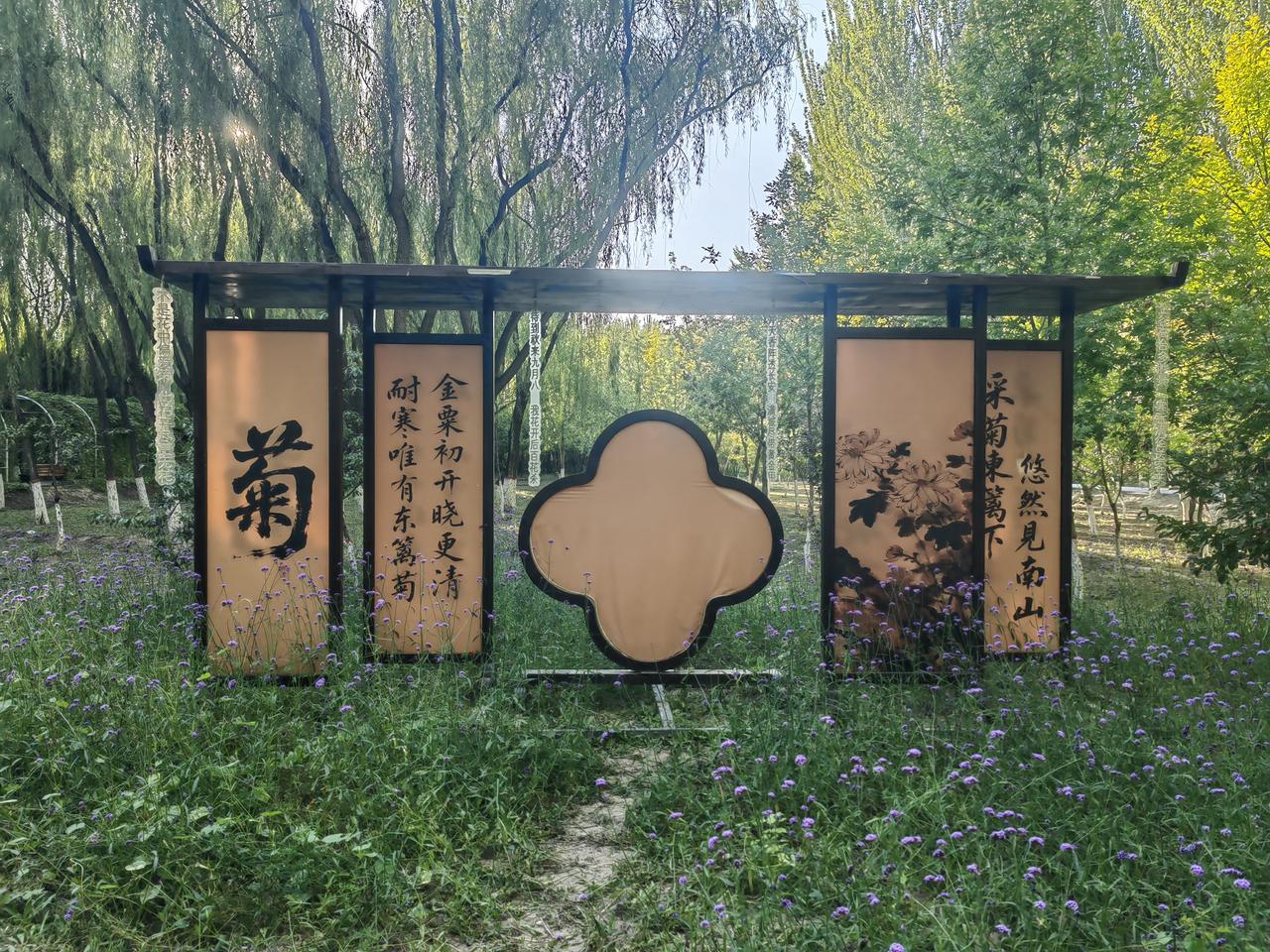 周末，在银川凤凰公园纳凉闲憇，观湖水荡漾，偶见水鼠游于其中，河道中流水徐徐，亦有
