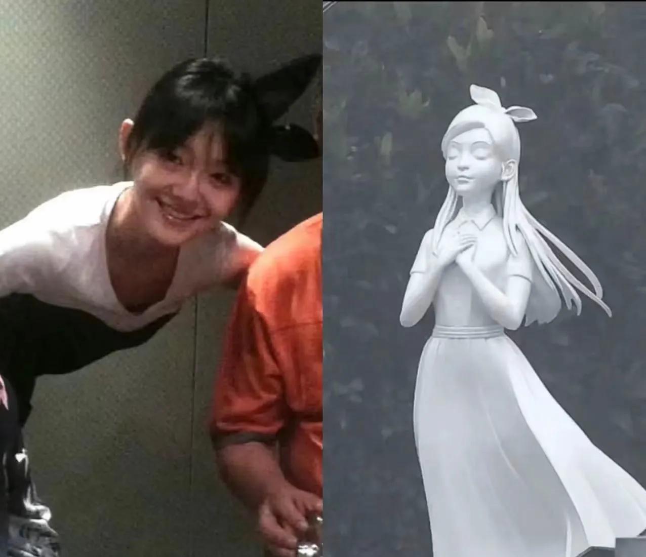 大S的雕像，这样一对比，还是很像她。
曾经的她真的很美，五官精致，非常的好看。