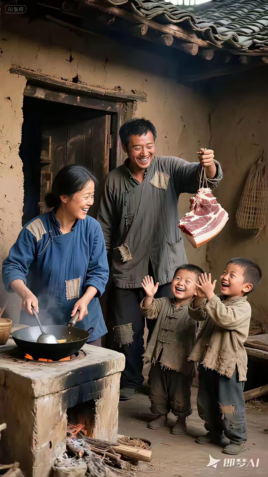 天净沙·忆往
往年岁月情长，
补丁衣袂泥房。
灶火黄粱饭香。
味存心上，
旧时光