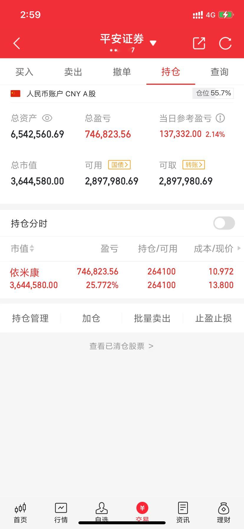 今天是1月7号星期三！韩云嵩（本金100万）翻倍操作之旅的第71天；今日继续持股