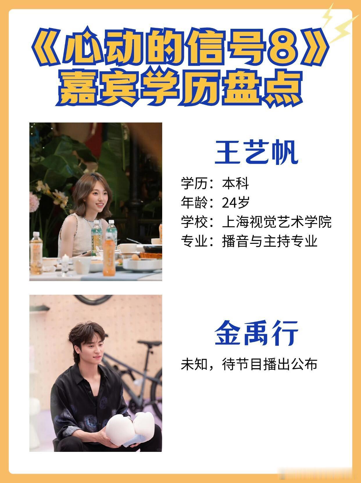 心动的信号[超话]《心动的信号8》嘉宾学历盘点💯好久没开学历盘点专题了，最近《
