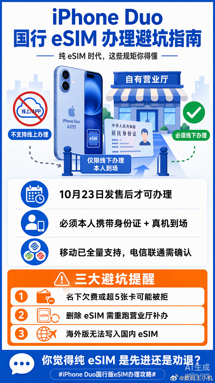 国行 iPhone Duo 这次是真的把“纯 eSIM”玩明白了，但也给咱们国内