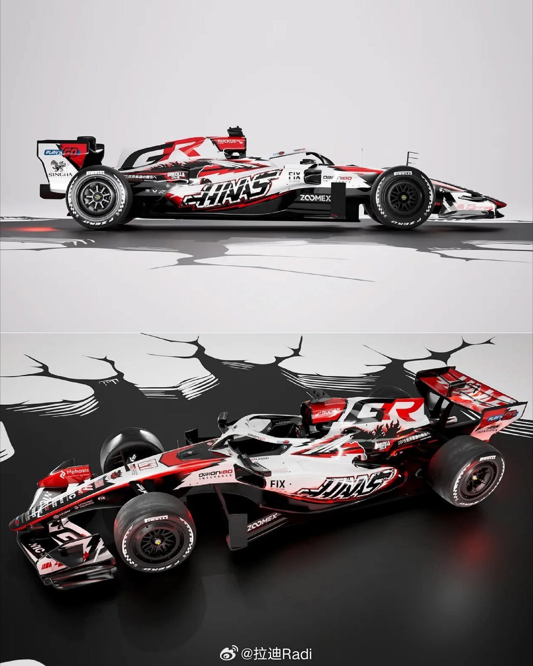 哈斯f1 车队发布“哥斯拉”主题赛车涂装，将用于日本大奖赛。从车队公布的涂装可以