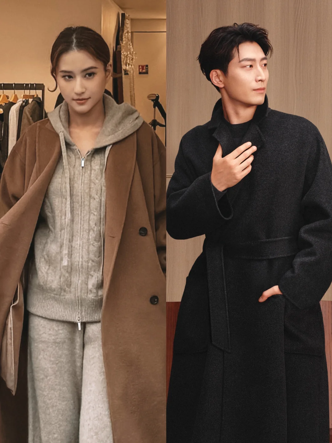 何超莲窦骁大衣穿搭太甜了！真夫妻就是好磕！