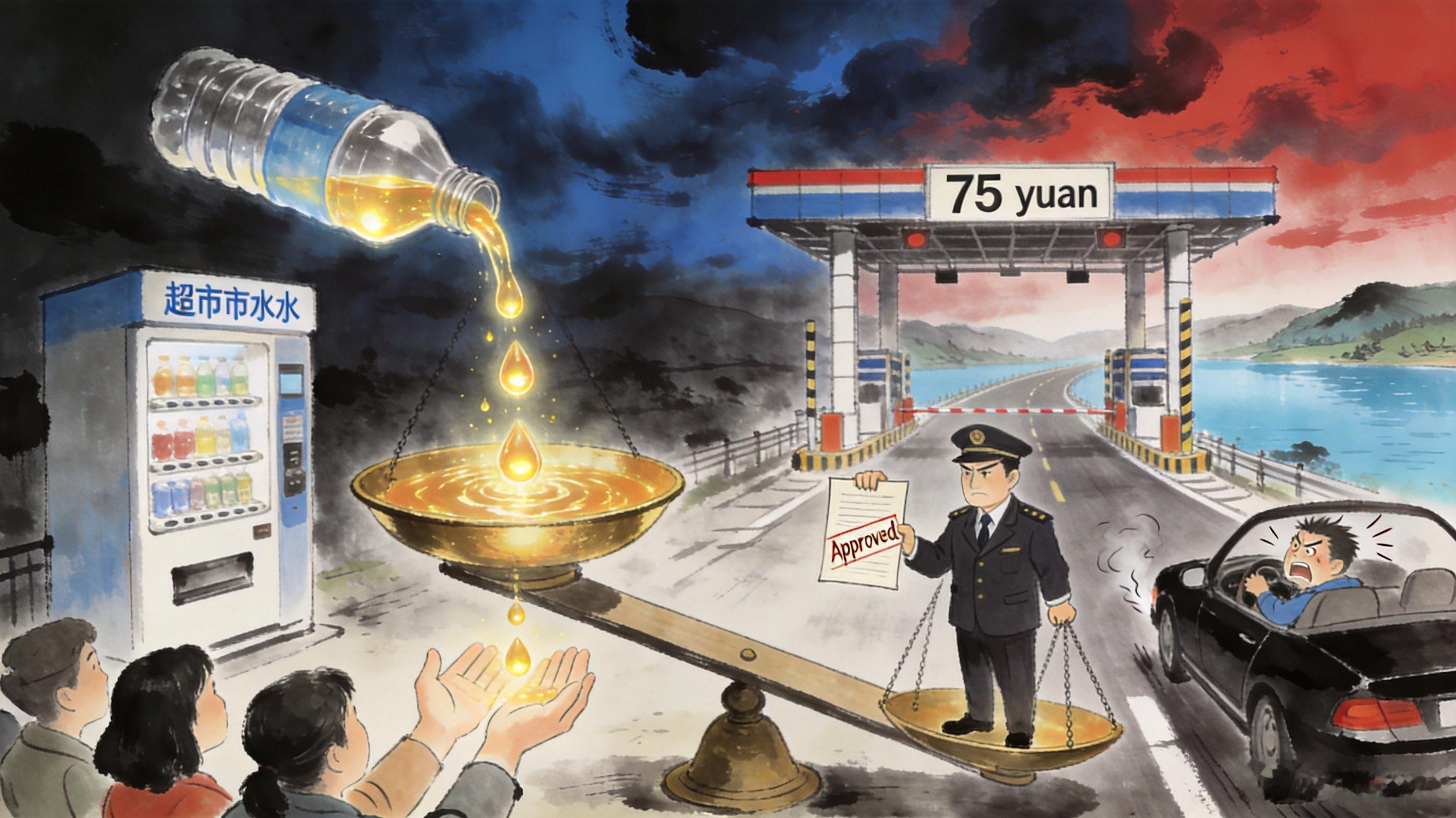 胖东来的水免费，赛里木湖的路收费昨天出差回来路过一家超市，排队结账的时候，前面一