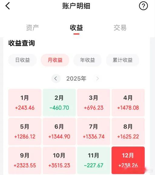 ETF大赛基金基金定投 下面是主要持仓全球平衡精选的账户月度盈利情况，是不是很稳