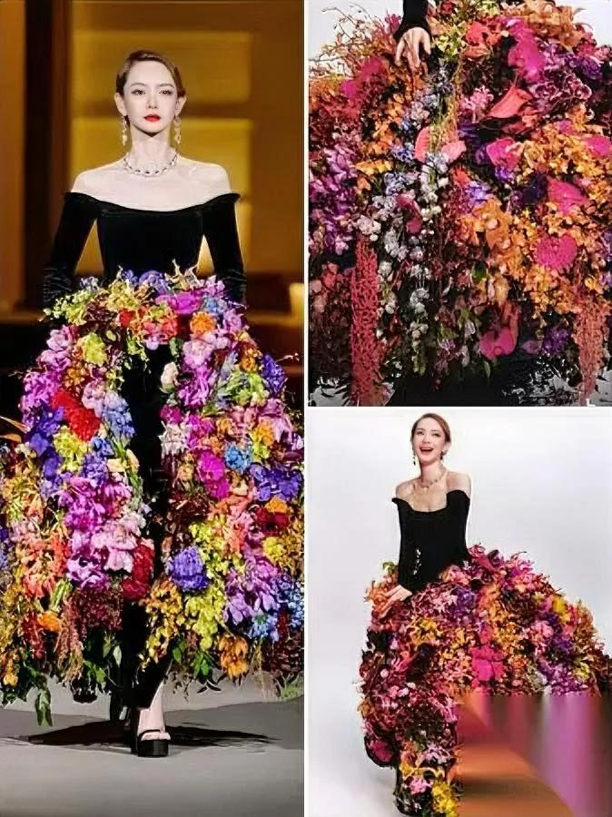 戚薇红毯造型惊到欧阳娜娜

凑近一看全是真花

这裙子到底咋穿的？VOGUE中国