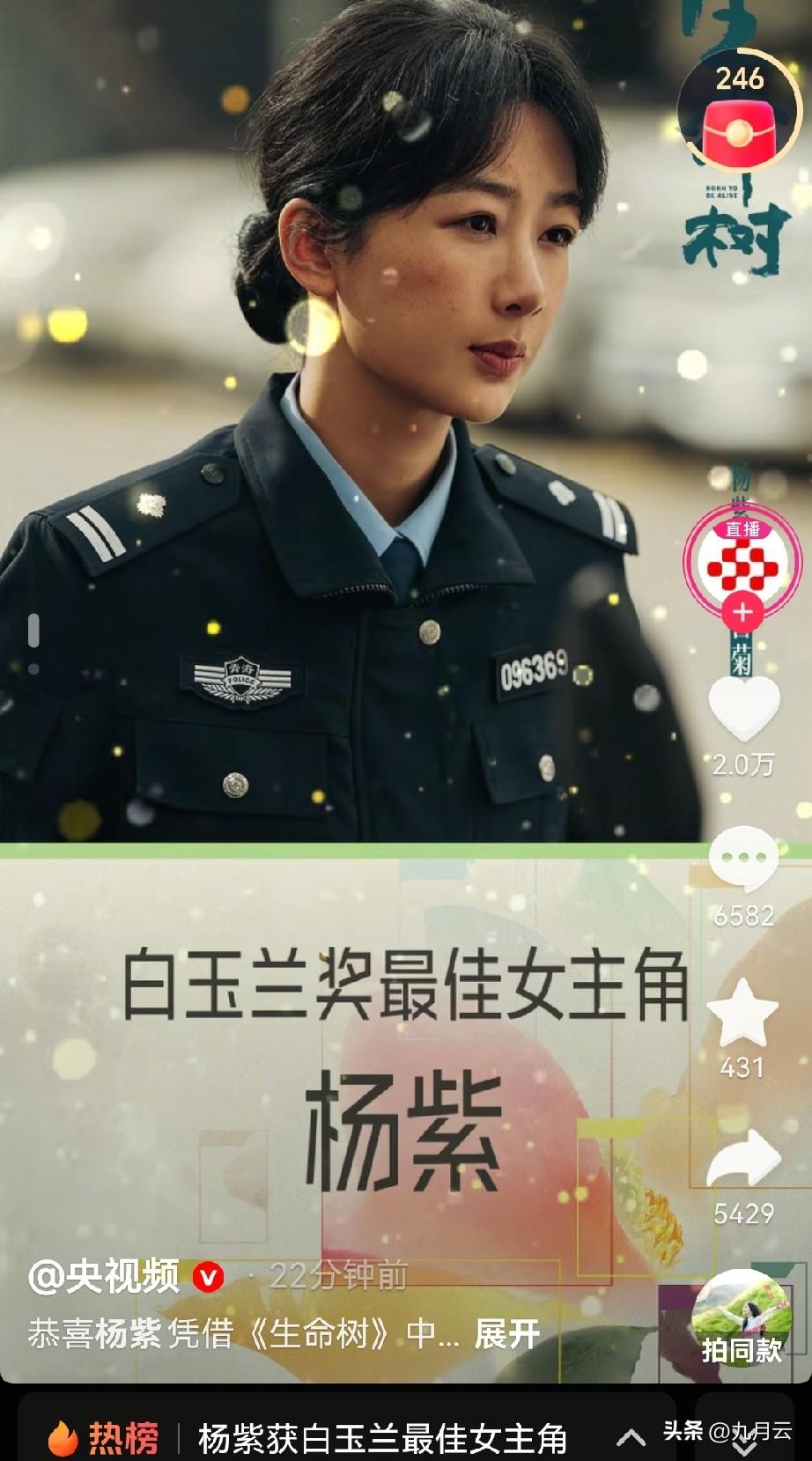 那个小女孩凭借努力一步一步稳稳地向前，这一次终于赢得了全肯定，白玉兰奖实至名归。