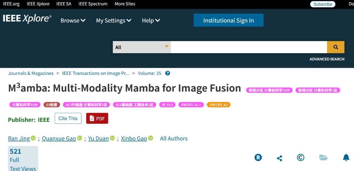 IEEE | Mamba如何做好多模态融合？
论文标题： M3amba: Mul