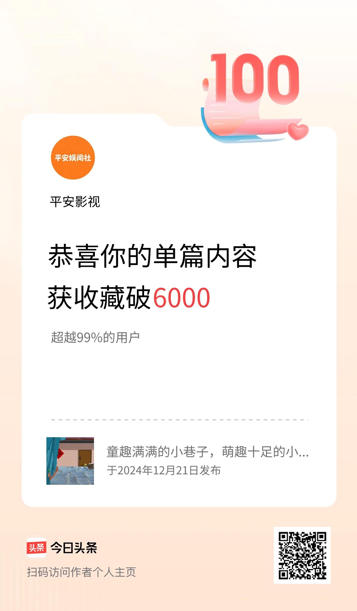 单篇内容获收藏量破6000啦！