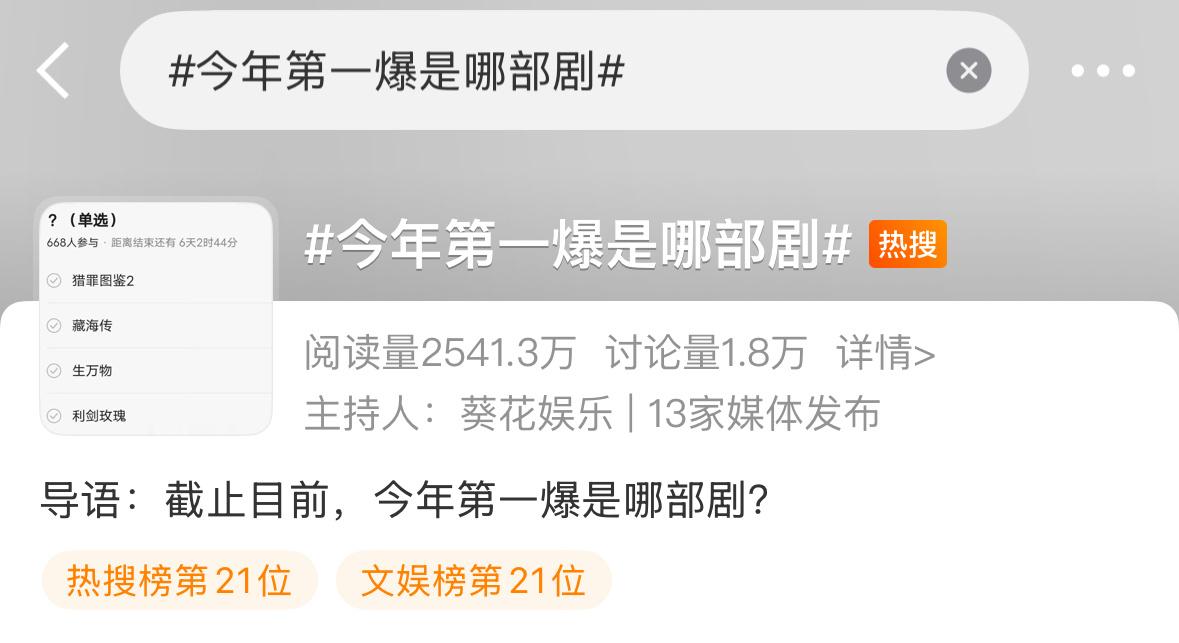 提名👇今年第一爆是哪部剧 ​​​