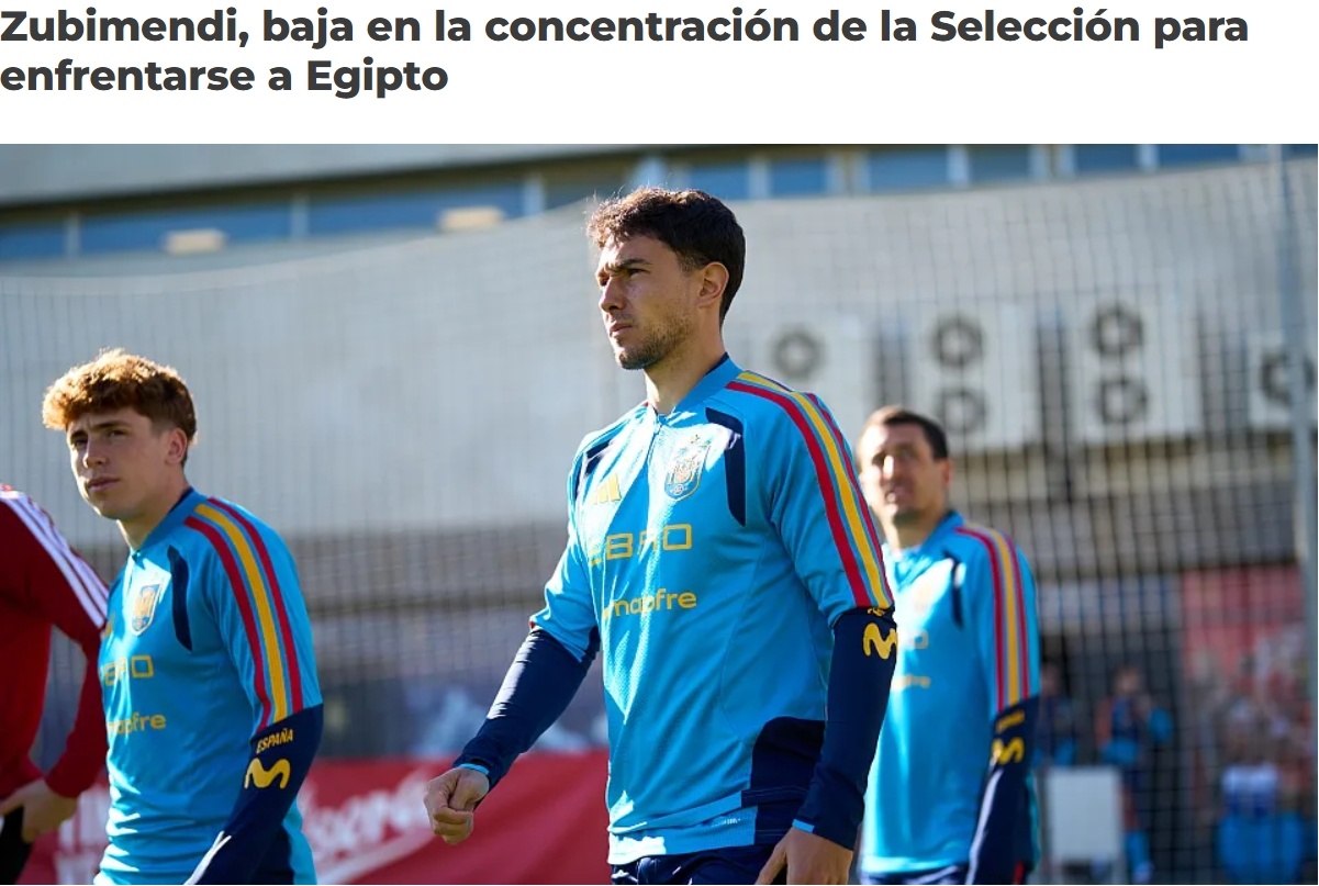 #苏比门迪退出本期国家队# 西班牙国家队官方宣布，中场球员苏比门迪右膝不适，退出