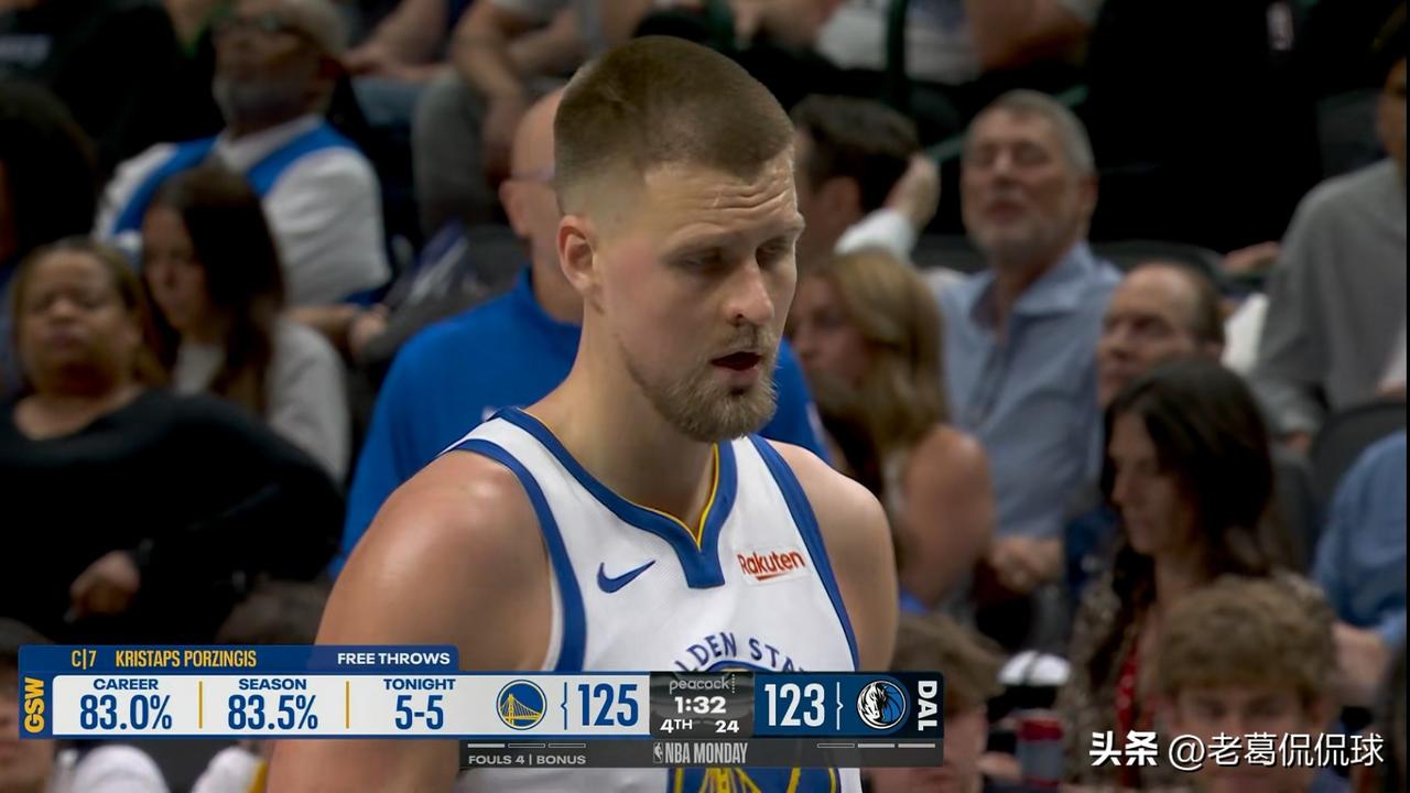 勇士球星波尔津吉斯的状态真是越来越好了！在今天勇士客场以137：131战胜独行侠