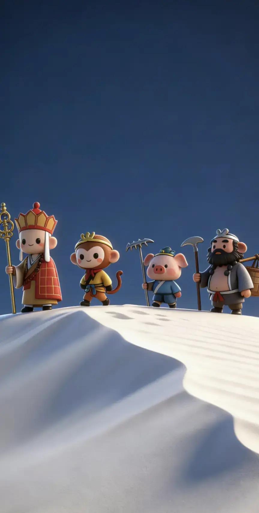 最近看到一组超可爱的西游记师徒图片，Q版小人儿圆滚滚的，萌得人心都化了！一张是他