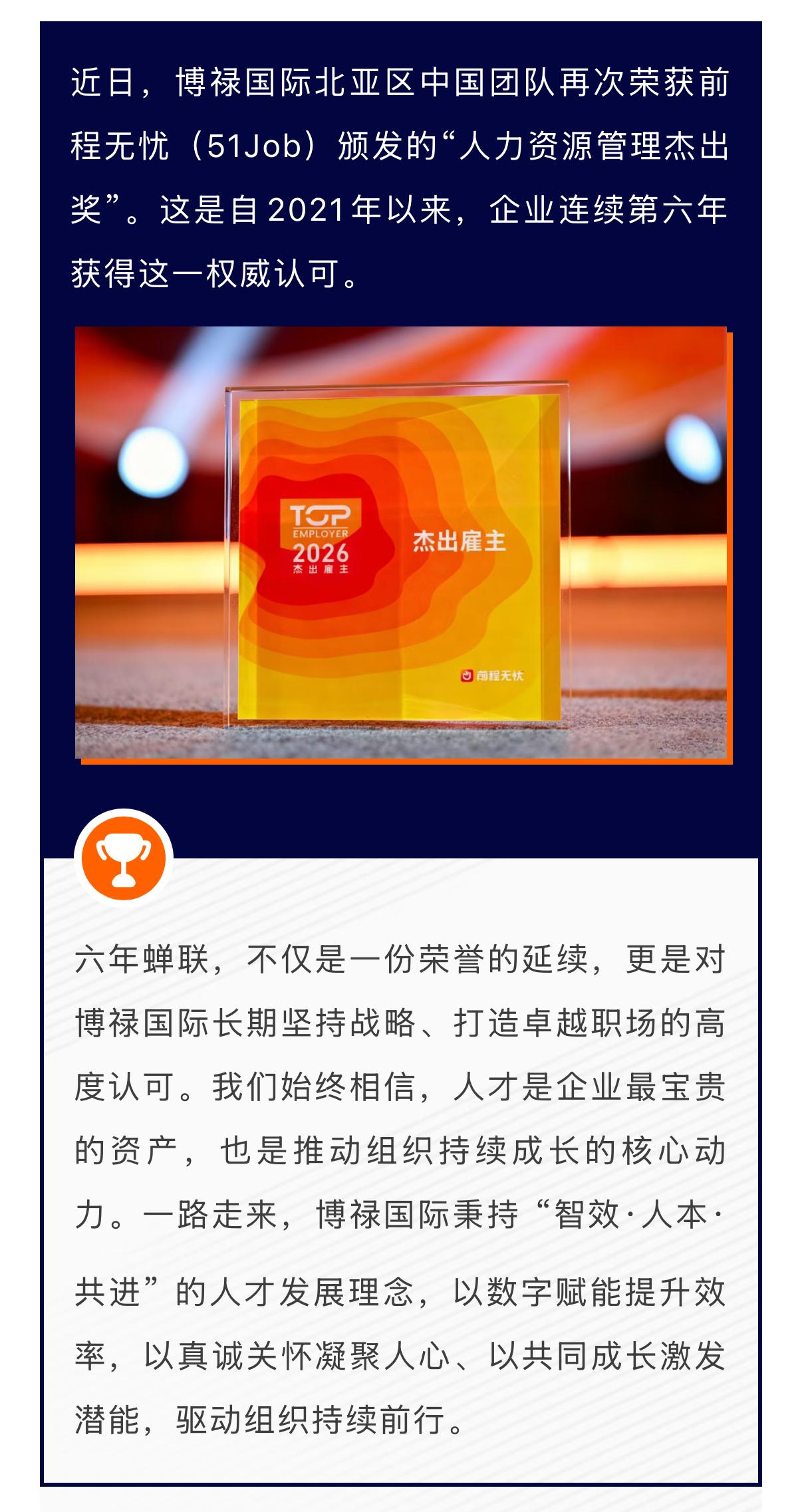 智效·人本·共进——博禄国际六度荣膺 “人力资源管理杰出奖”[撒花]