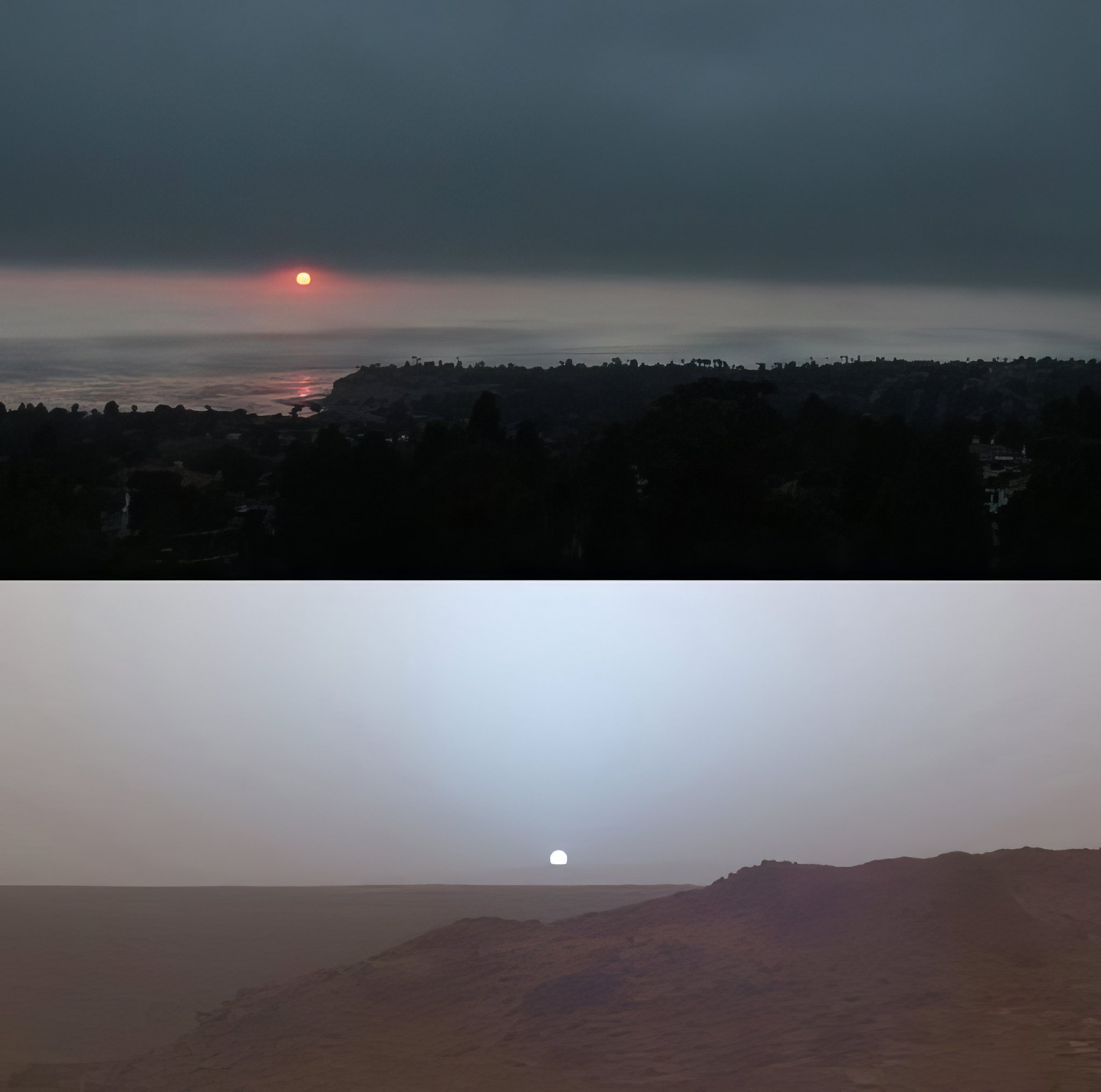 地球上的日落与火星上的日落 ​​​