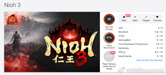 《仁王3》OC站均分88由Team Ninja制作、光荣特库摩发行的黑暗战国动作