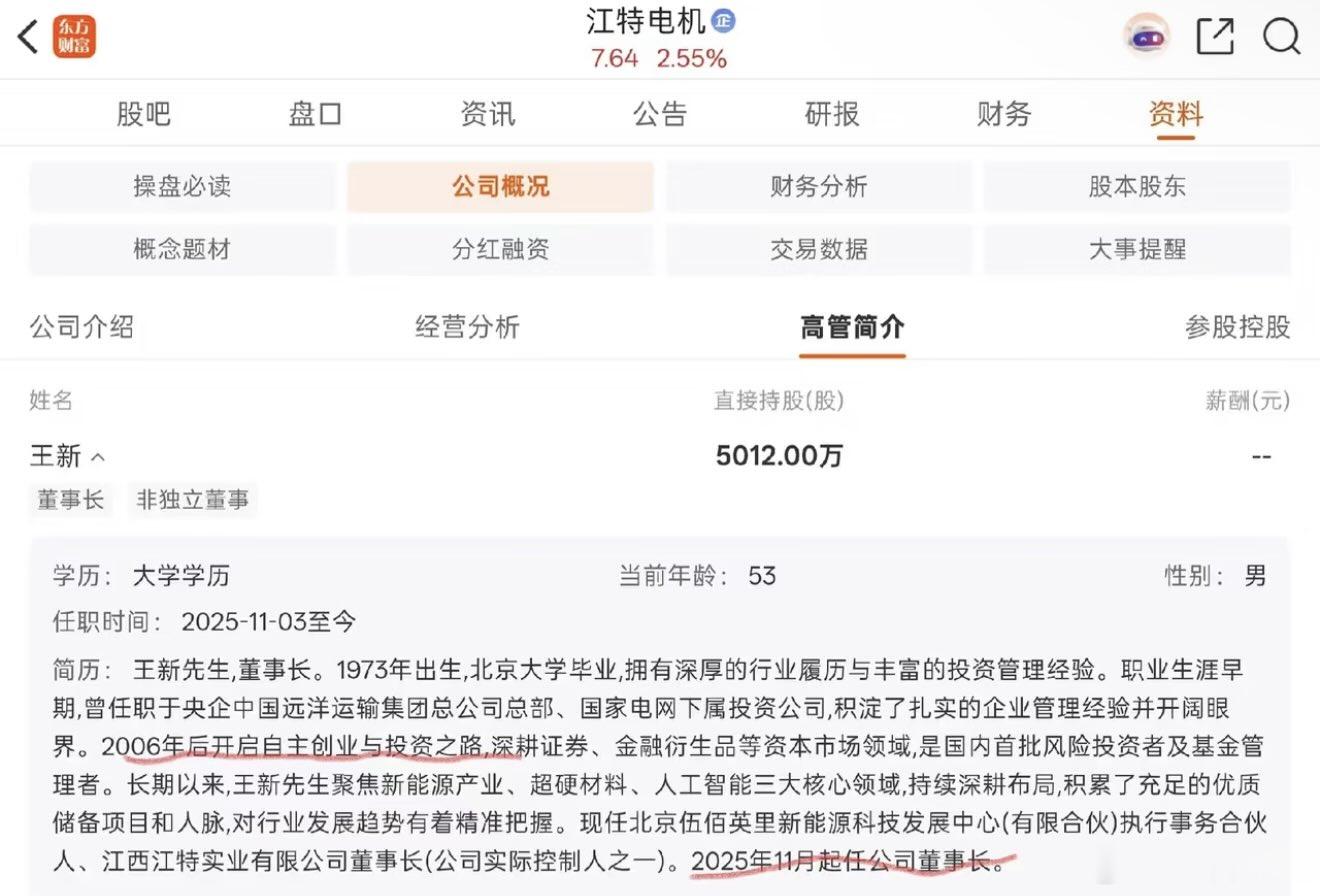 炒股炒成股东不稀奇，补仓补成董事长才离谱。2007年，江特电机登陆深交所中小板，